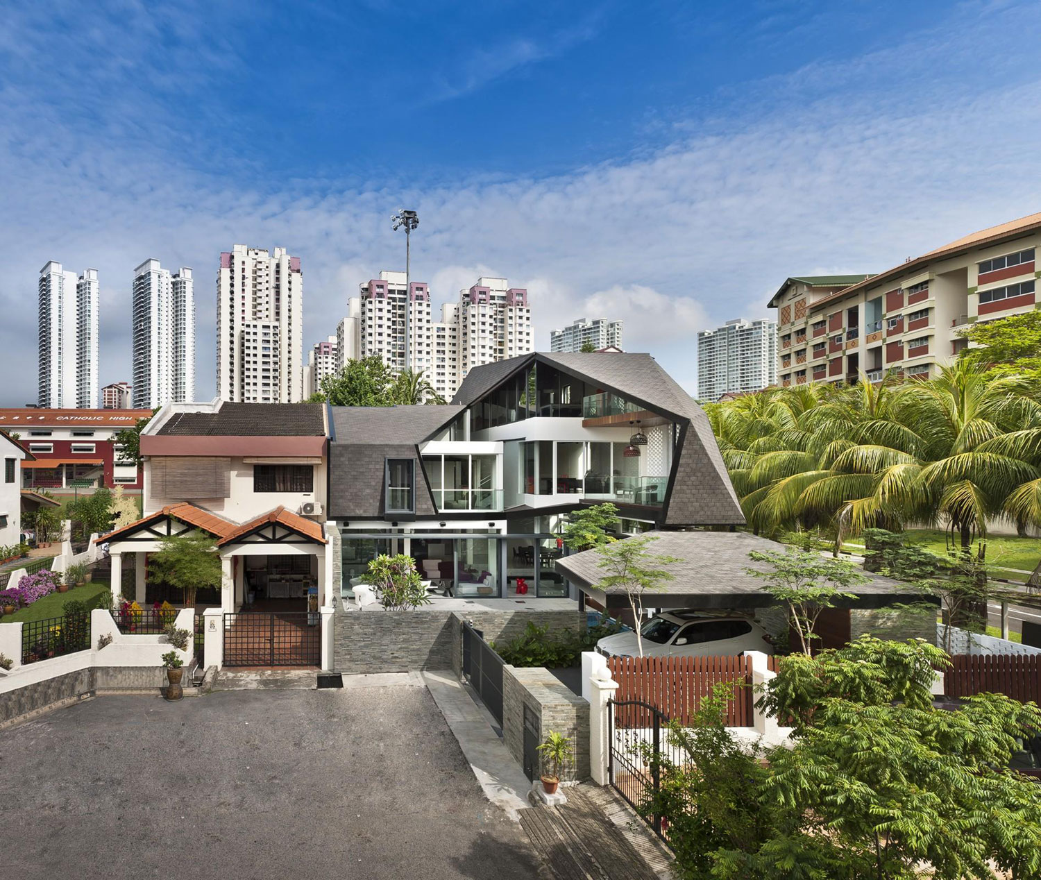 A Spacious and Warm Semi-Detached House with Angular Pitched Canopy in Singapore by A D Lab (1)