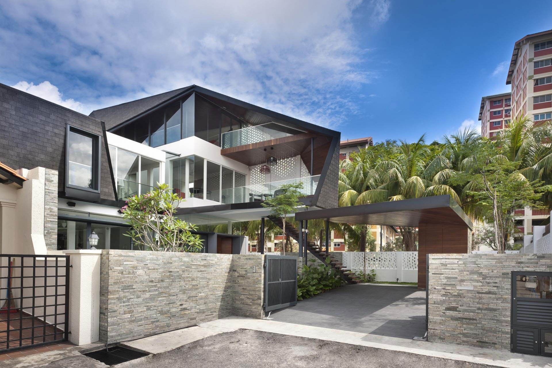 A Spacious and Warm Semi-Detached House with Angular Pitched Canopy in Singapore by A D Lab (4)