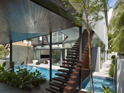 A Spacious and Warm Semi-Detached House with Angular Pitched Canopy in Singapore by A D Lab (5)