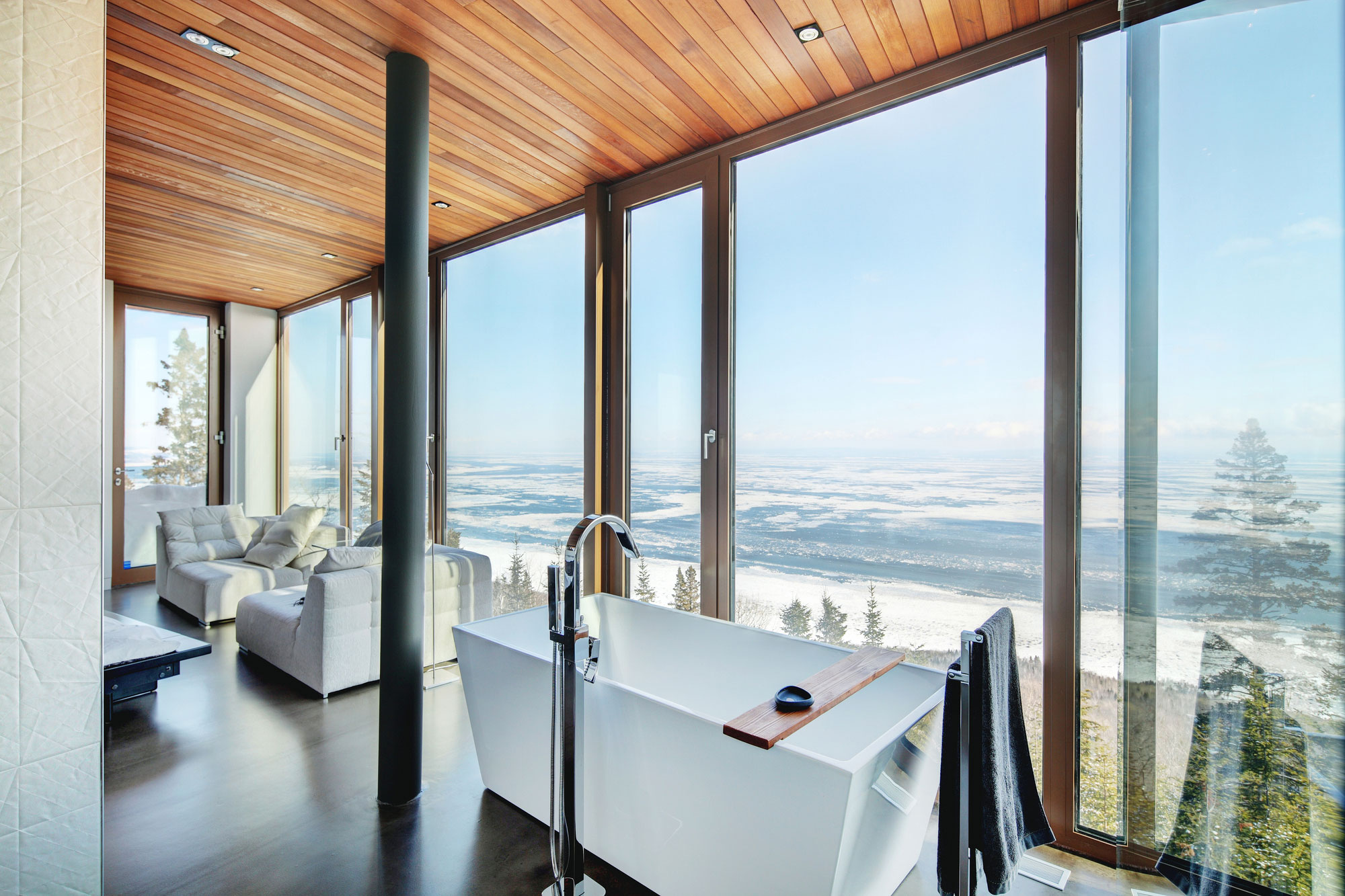 A Spectacular and Elegant Contemporary House Overlooking the St. Lawrence River of Quebec by Bourgeois Lechasseur Architectes (14)