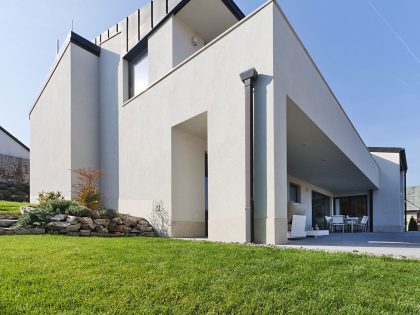A Stunning Contemporary Home with Asymmetrical Facade and Unique Look in Budapest, Hungary by Sandor Duzs and Architema (4)