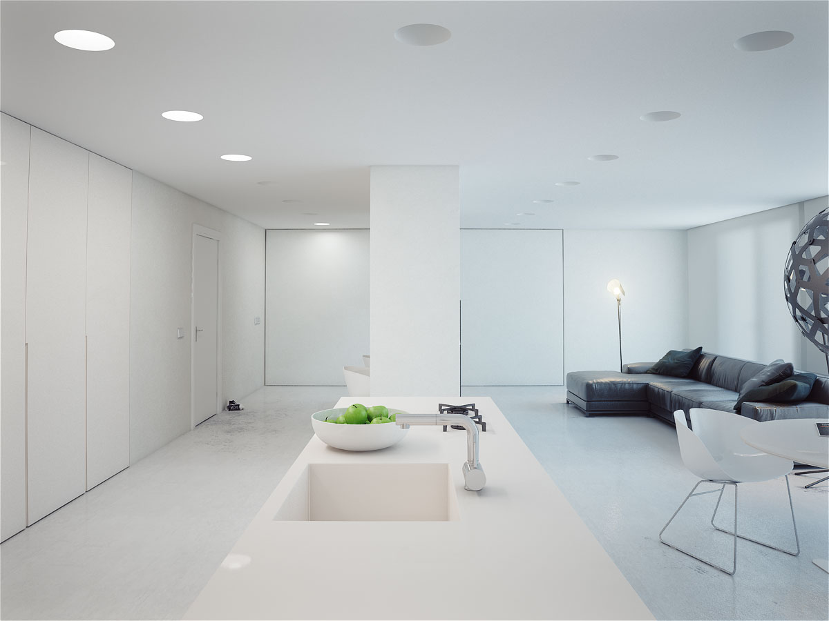 A Stylish and Minimalist White Apartment with Dark Color Accents in St. Petersburg by MODOM (13)