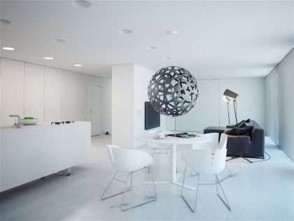 A Stylish and Minimalist White Apartment with Dark Color Accents in St. Petersburg by MODOM (17)