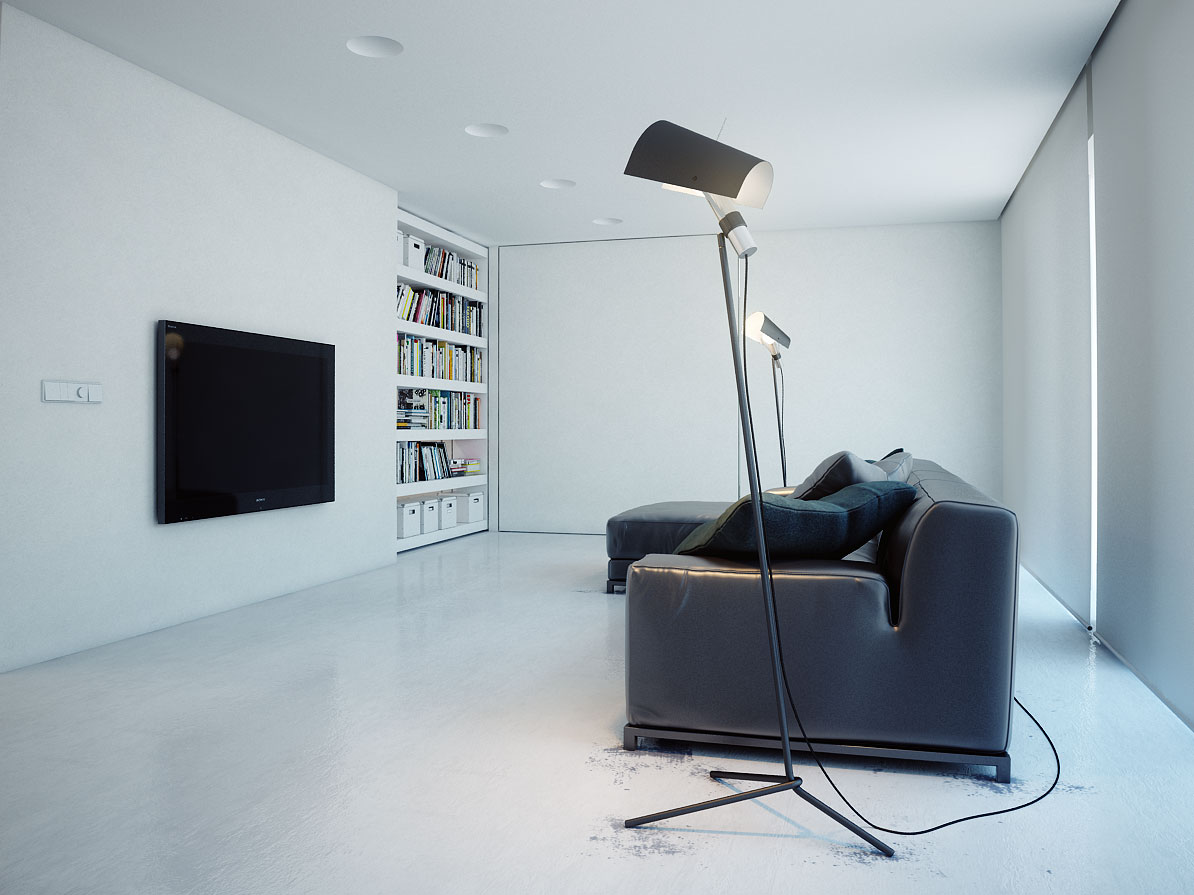 A Stylish and Minimalist White Apartment with Dark Color Accents in St. Petersburg by MODOM (5)