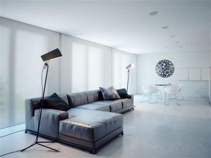 A Stylish and Minimalist White Apartment with Dark Color Accents in St. Petersburg by MODOM (8)