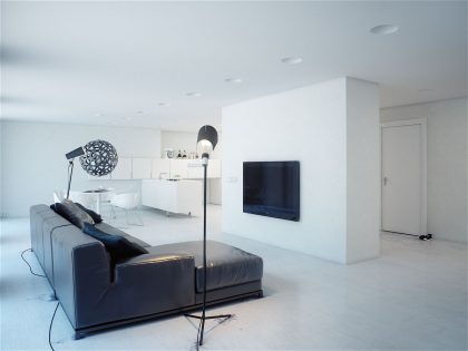 A Stylish and Minimalist White Apartment with Dark Color Accents in St. Petersburg by MODOM (9)