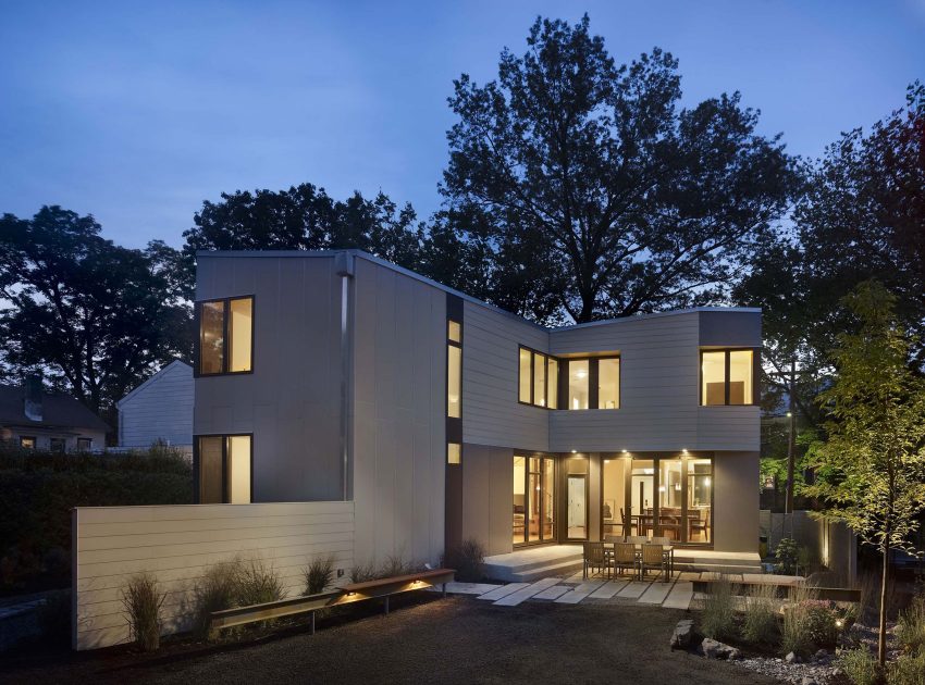 A Sustainable and Playful House with Cantilevered Carport and Sculptural Accents in Princeton, New Jersey by Marina Rubina (11)