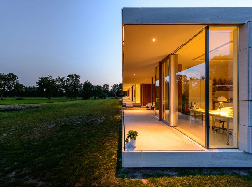 An Elegant and Captivating Modern Transparent House Behind a Grove of Trees in Bontebok, The Netherlands by Inbo (18)