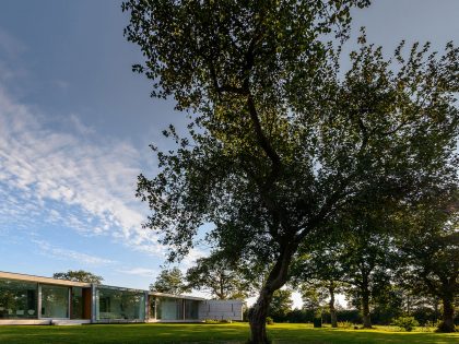 An Elegant and Captivating Modern Transparent House Behind a Grove of Trees in Bontebok, The Netherlands by Inbo (3)