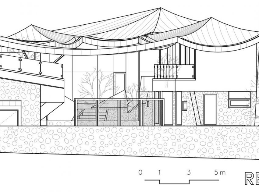 A Unique Contemporary Home with Large Courtyard and Cantilevered Roof in Seongnam by IROJE KHM Architects (32)