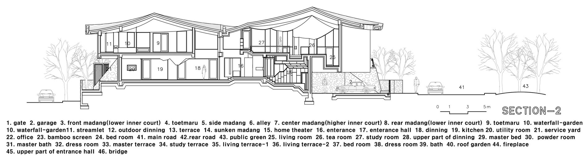 A Unique Contemporary Home with Large Courtyard and Cantilevered Roof in Seongnam by IROJE KHM Architects (34)