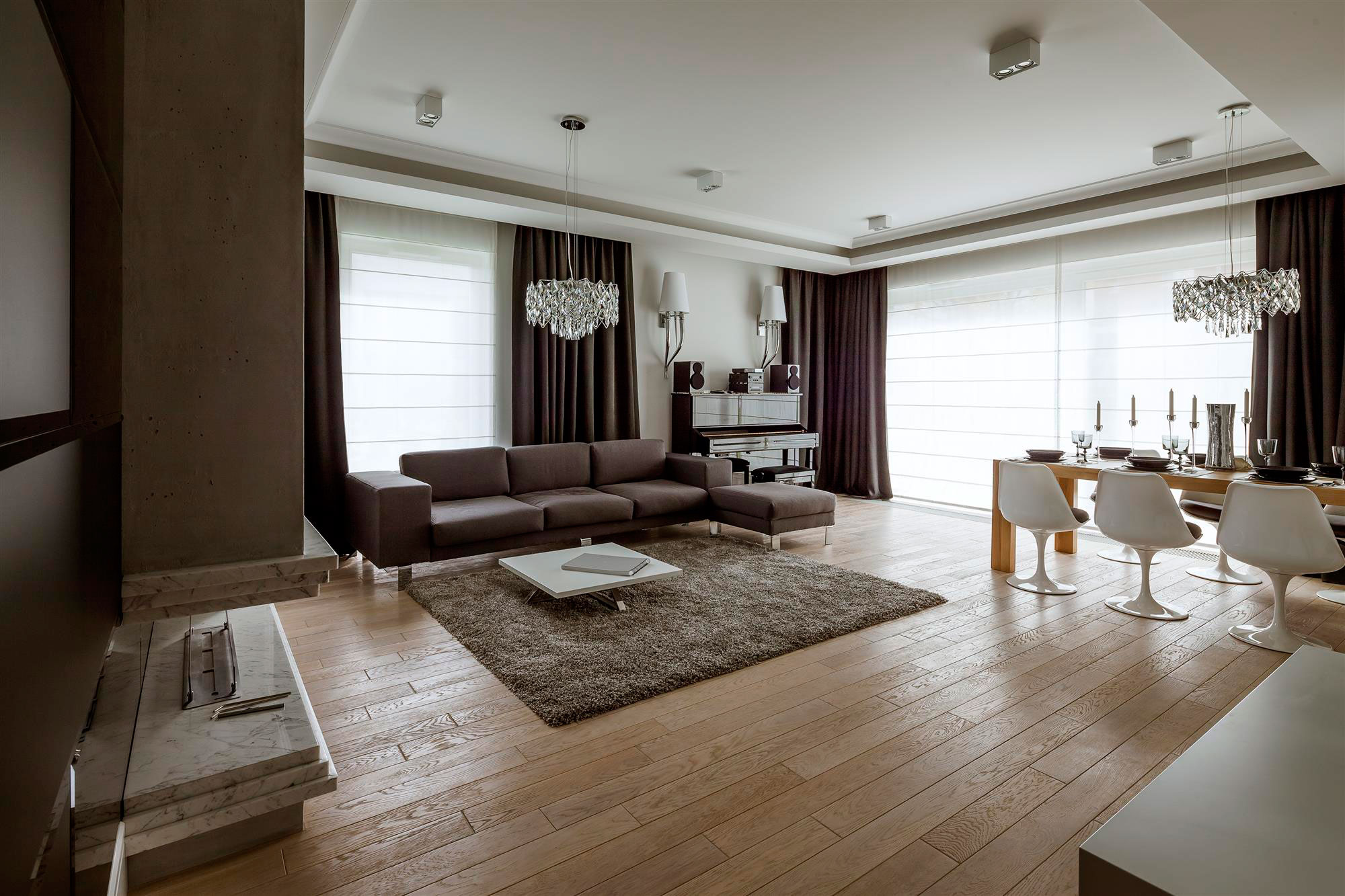 A Warm and Elegant Duplex Apartment with Comfortable Interiors in Warsaw by Hola Design (1)