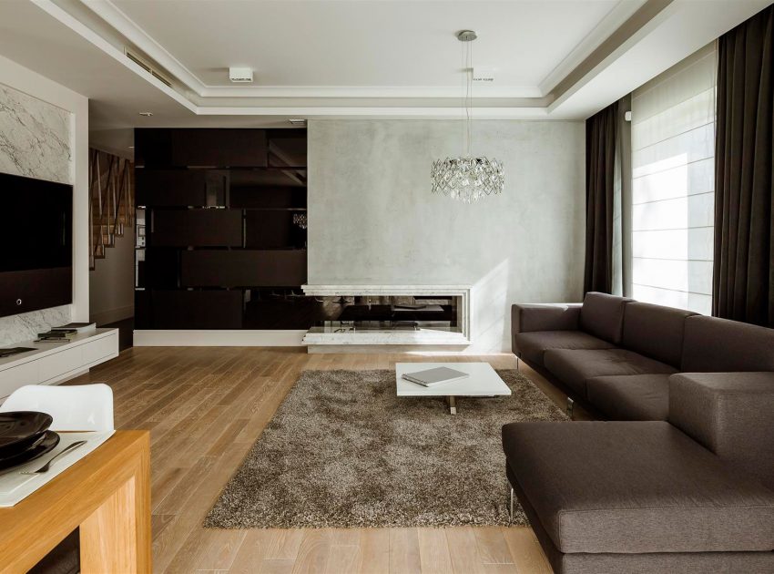 A Warm and Elegant Duplex Apartment with Comfortable Interiors in Warsaw by Hola Design (3)