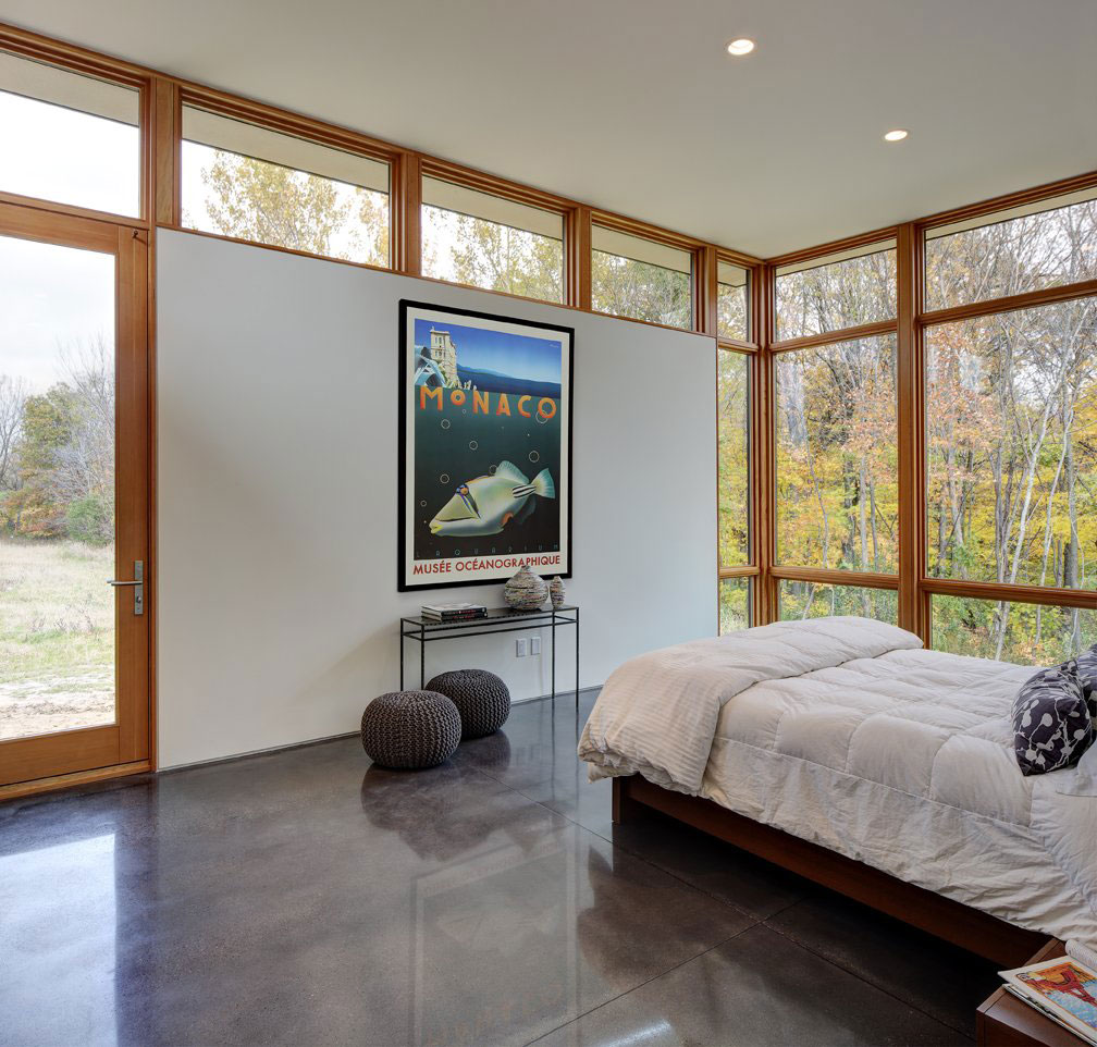 An Elegant Concrete and Steel Home with Stone, Wood and Glass Elements in Richfield, Wisconsin by Bruns Architecture (14)