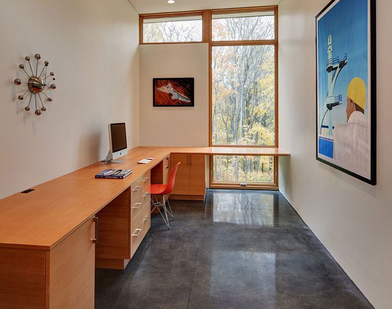 An Elegant Concrete and Steel Home with Stone, Wood and Glass Elements in Richfield, Wisconsin by Bruns Architecture (16)