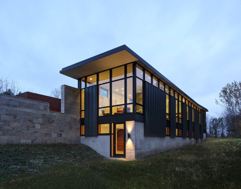 An Elegant Concrete and Steel Home with Stone, Wood and Glass Elements in Richfield, Wisconsin by Bruns Architecture (17)
