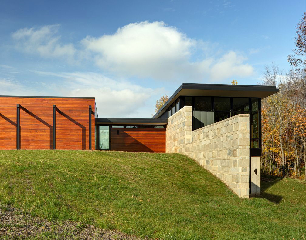 An Elegant Concrete and Steel Home with Stone, Wood and Glass Elements in Richfield, Wisconsin by Bruns Architecture (3)