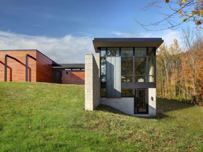 An Elegant Concrete and Steel Home with Stone, Wood and Glass Elements in Richfield, Wisconsin by Bruns Architecture (4)