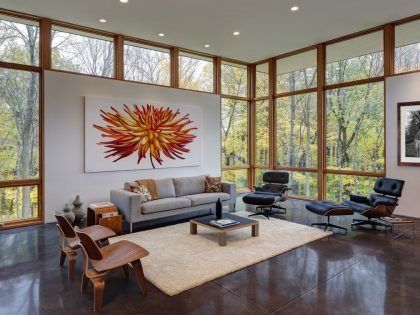 An Elegant Concrete and Steel Home with Stone, Wood and Glass Elements in Richfield, Wisconsin by Bruns Architecture (6)