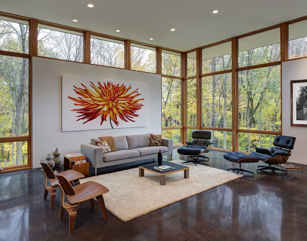 An Elegant Concrete and Steel Home with Stone, Wood and Glass Elements in Richfield, Wisconsin by Bruns Architecture (6)