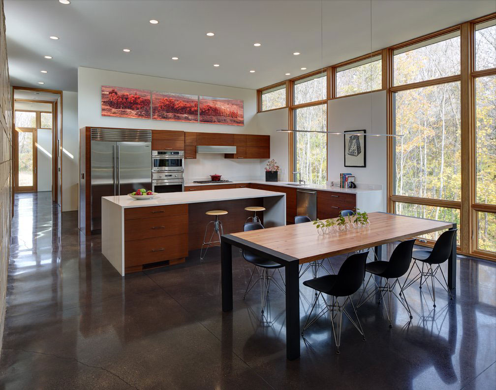 An Elegant Concrete and Steel Home with Stone, Wood and Glass Elements in Richfield, Wisconsin by Bruns Architecture (7)