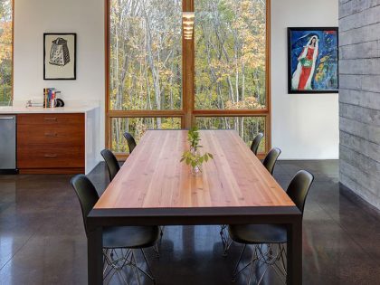 An Elegant Concrete and Steel Home with Stone, Wood and Glass Elements in Richfield, Wisconsin by Bruns Architecture (9)