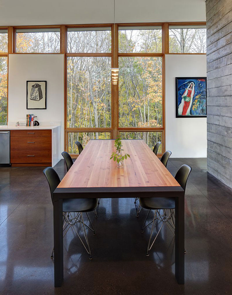 An Elegant Concrete and Steel Home with Stone, Wood and Glass Elements in Richfield, Wisconsin by Bruns Architecture (9)