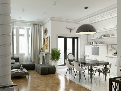 An Elegant and Sophisticated Apartment with a Mix of Classical and Modern Elements by Andrew Kudenko (1)