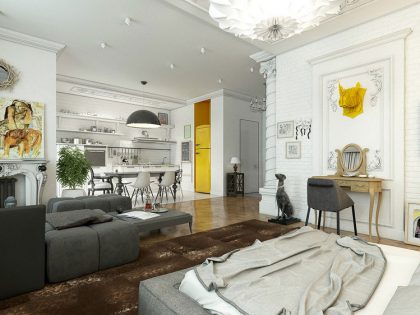 An Elegant and Sophisticated Apartment with a Mix of Classical and Modern Elements by Andrew Kudenko (9)