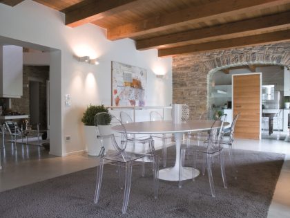 An Exquisite Home with Stunning Rough Stone Walls and Thick Ceiling Beams in Pergola, Italy by Aldo Simoncelli (10)