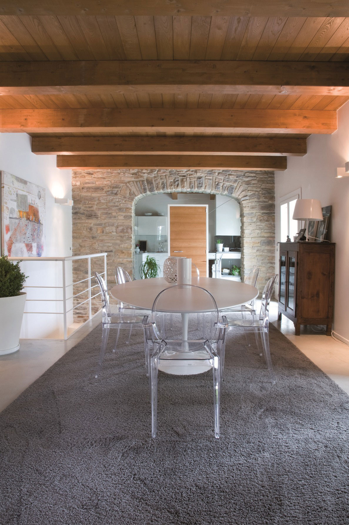 An Exquisite Home with Stunning Rough Stone Walls and Thick Ceiling Beams in Pergola, Italy by Aldo Simoncelli (11)