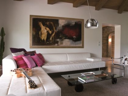 An Exquisite Home with Stunning Rough Stone Walls and Thick Ceiling Beams in Pergola, Italy by Aldo Simoncelli (5)