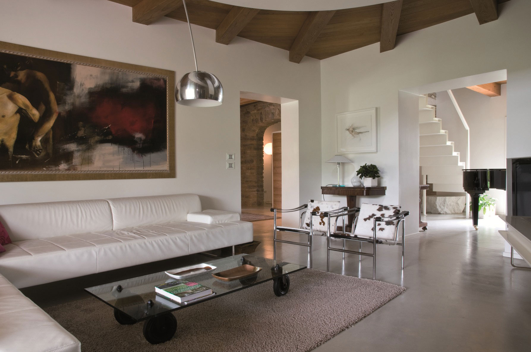 An Exquisite Home with Stunning Rough Stone Walls and Thick Ceiling Beams in Pergola, Italy by Aldo Simoncelli (6)