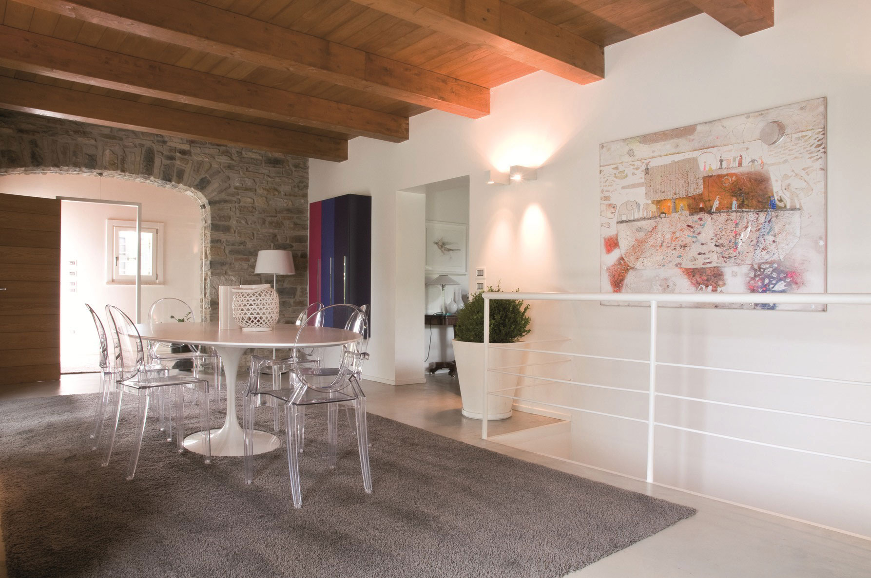 An Exquisite Home with Stunning Rough Stone Walls and Thick Ceiling Beams in Pergola, Italy by Aldo Simoncelli (9)