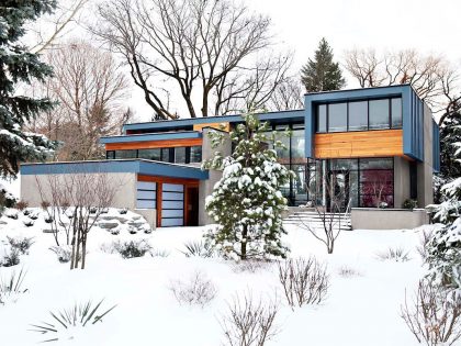 An Exquisite Modern Home with Spanish Cedar Accents and Cantilevered Volumes in Etobicoke, Canada by Altius Architecture (18)