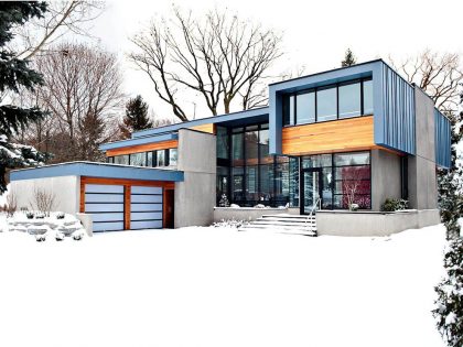 An Exquisite Modern Home with Spanish Cedar Accents and Cantilevered Volumes in Etobicoke, Canada by Altius Architecture (19)
