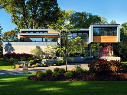 An Exquisite Modern Home with Spanish Cedar Accents and Cantilevered Volumes in Etobicoke, Canada by Altius Architecture (2)