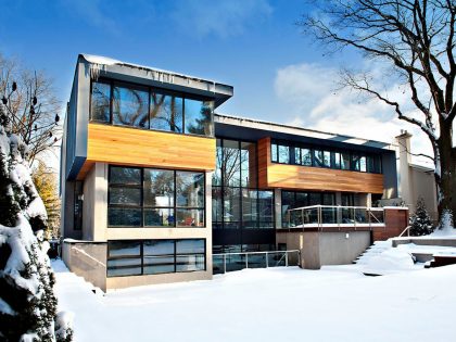 An Exquisite Modern Home with Spanish Cedar Accents and Cantilevered Volumes in Etobicoke, Canada by Altius Architecture (21)