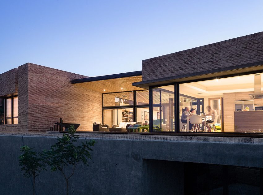A Beautiful Modern Brick House with Stunning Skylight and Vegetation in Las Rozas by Mariano Molina Iniesta (14)