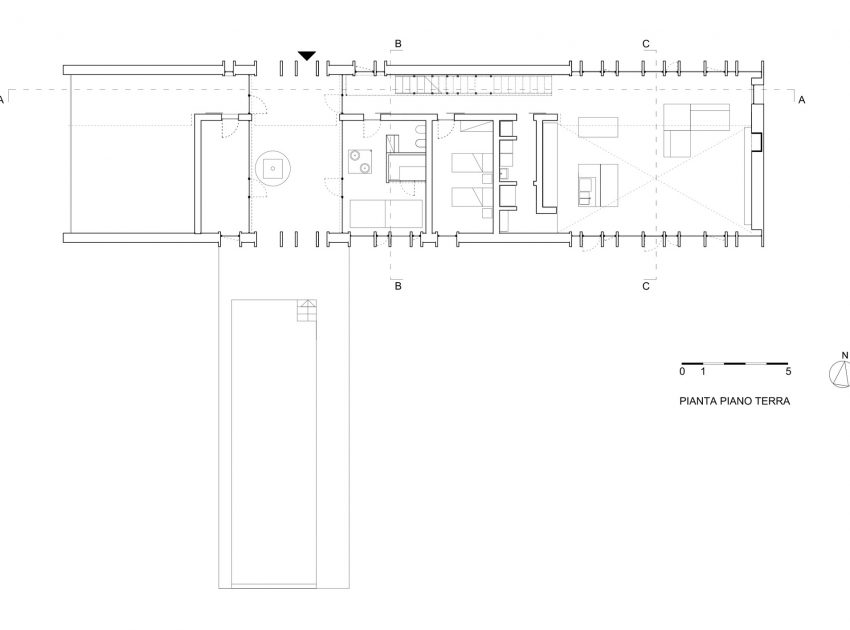 A Bright Long and Narrow Home with Contemporary and Permeable Facade in Polverigi, Italy by simone subissati architects (15)