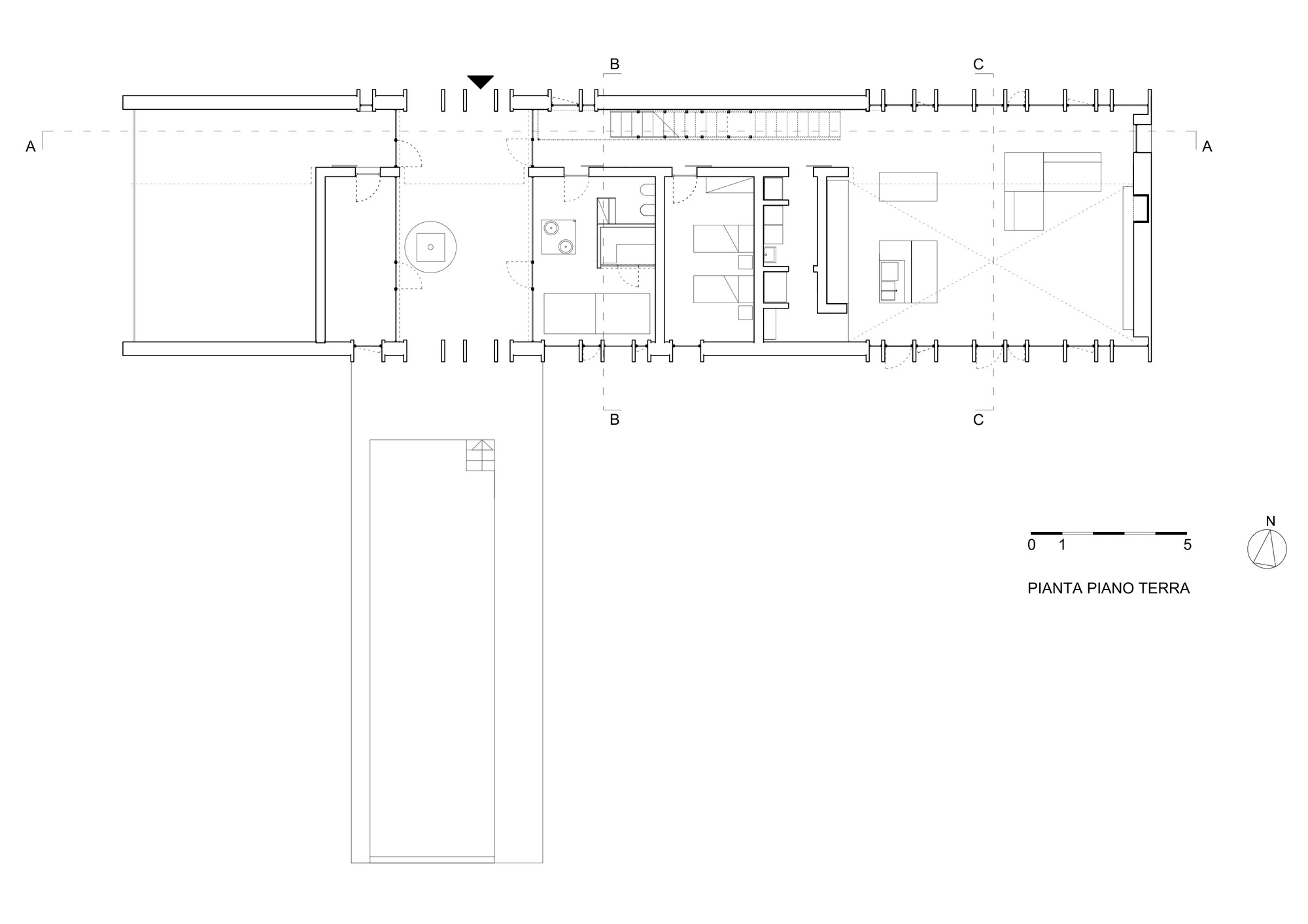 A Bright Long and Narrow Home with Contemporary and Permeable Facade in Polverigi, Italy by simone subissati architects (15)