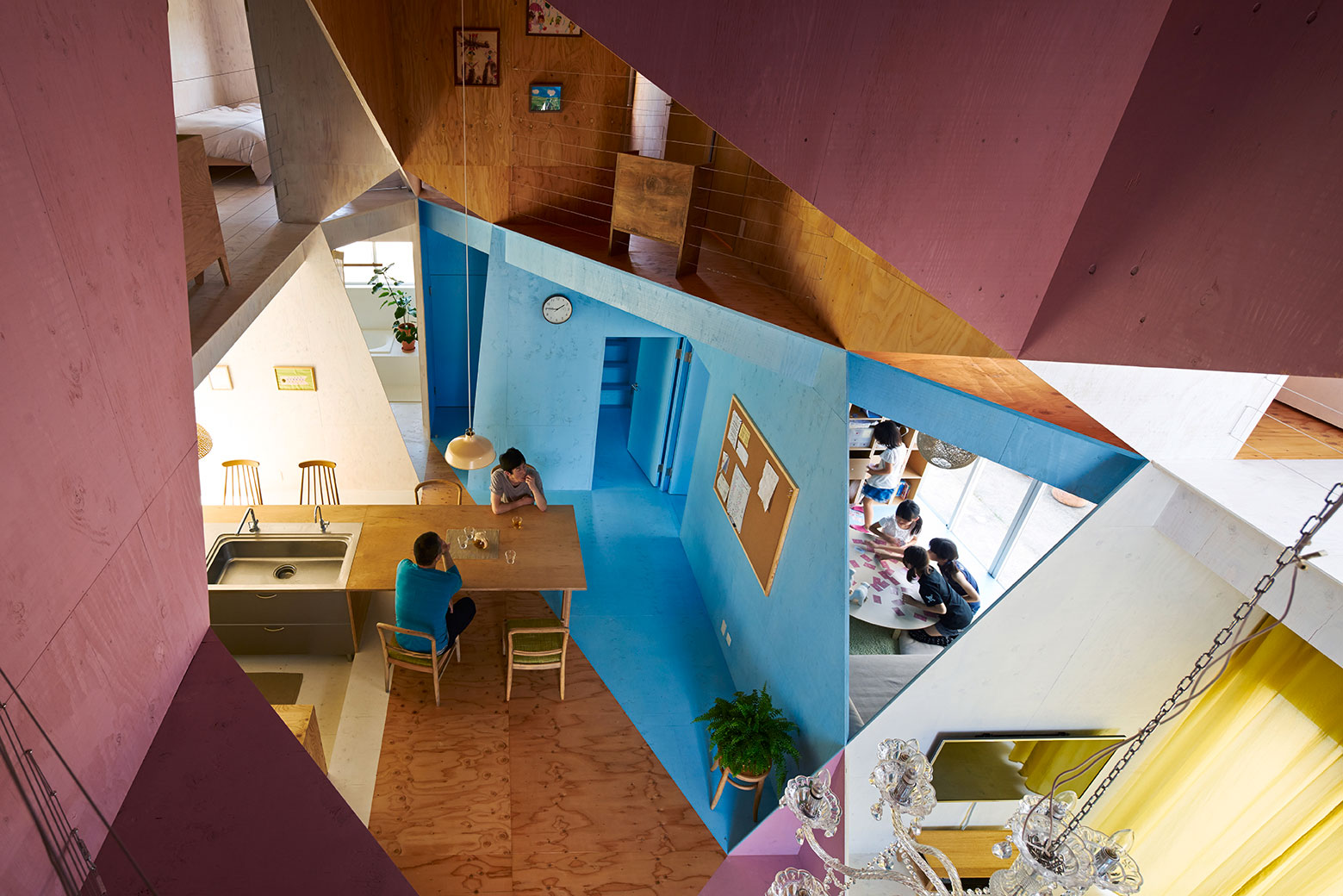A Bright and Vibrant Apartment with Bold Splashes of Color in Chiba Prefecture by Kochi Architect’s Studio (5)
