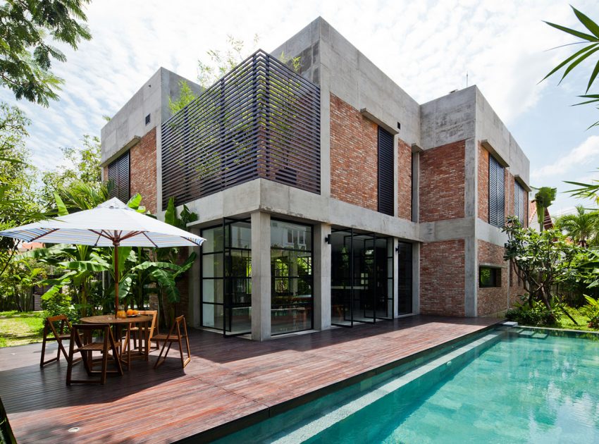 A Contemporary Home with Recycled Bricks, Concrete and Steel Frame Windows in Thao Dien by MM ++ Architects (1)