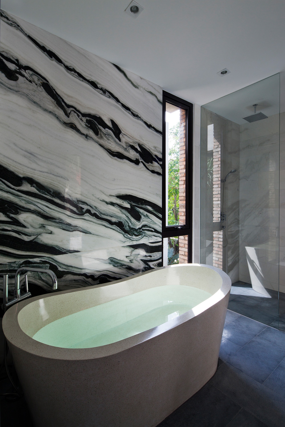 A Contemporary Home with Recycled Bricks, Concrete and Steel Frame Windows in Thao Dien by MM ++ Architects (19)