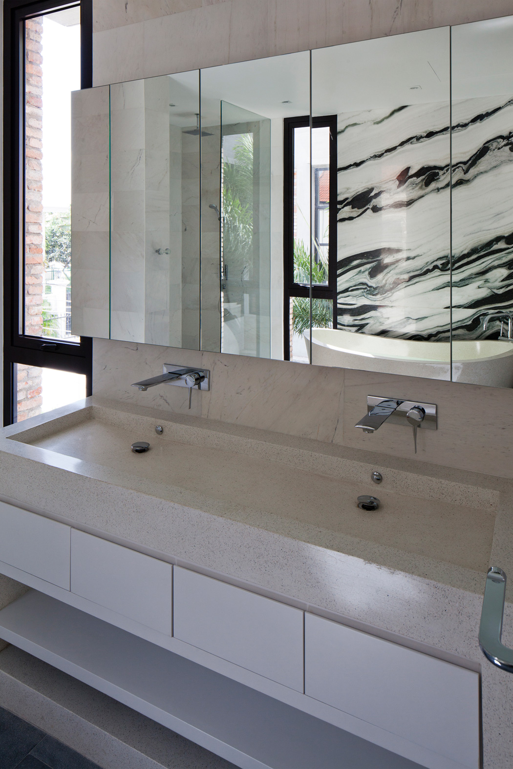 A Contemporary Home with Recycled Bricks, Concrete and Steel Frame Windows in Thao Dien by MM ++ Architects (21)