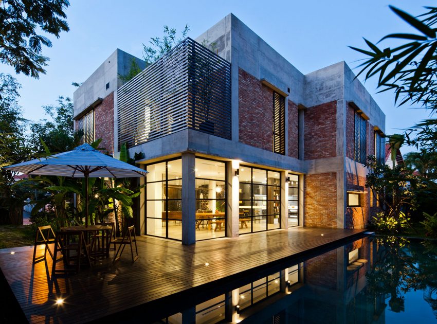 A Contemporary Home with Recycled Bricks, Concrete and Steel Frame Windows in Thao Dien by MM ++ Architects (27)