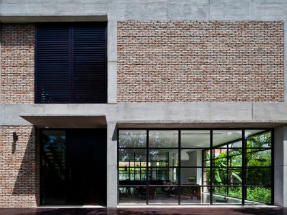 A Contemporary Home with Recycled Bricks, Concrete and Steel Frame Windows in Thao Dien by MM ++ Architects (3)