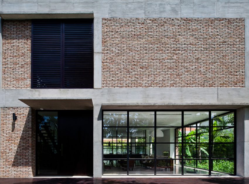 A Contemporary Home with Recycled Bricks, Concrete and Steel Frame Windows in Thao Dien by MM ++ Architects (3)