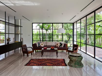 A Contemporary Home with Recycled Bricks, Concrete and Steel Frame Windows in Thao Dien by MM ++ Architects (8)