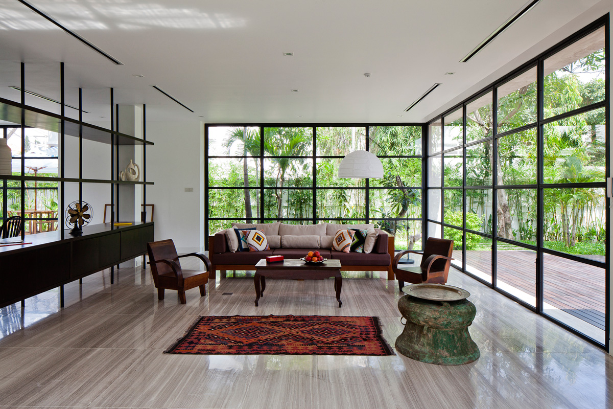 A Contemporary Home with Recycled Bricks, Concrete and Steel Frame Windows in Thao Dien by MM ++ Architects (8)